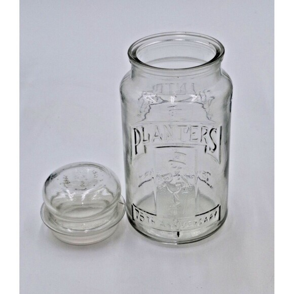 Vintage 1981 75th Anniversary Planters Mr. Peanut Glass Jar with Lid - Picture 2 of 6